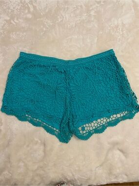 Mossimo Supply Co. Teal Crochet Lace Overlay Shorts size XL